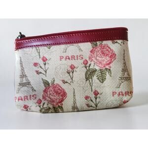 Royal Tapisserie Paris Eiffel Tower Rose Pattern Makeup Bag/Pouch with Zipper